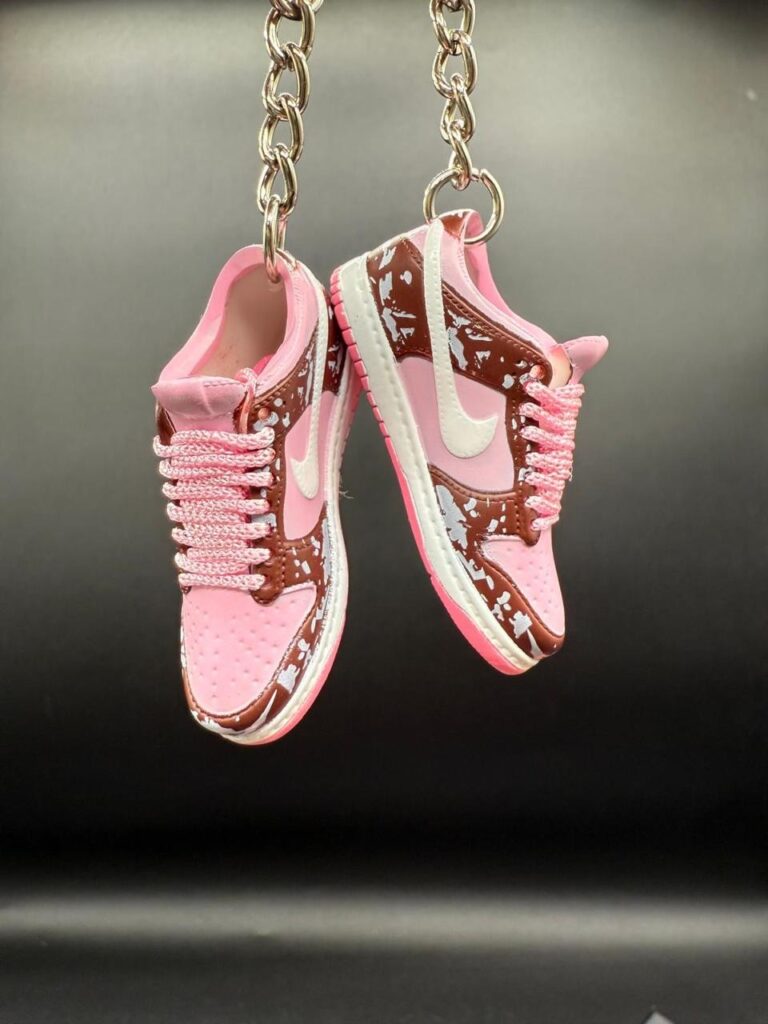 SB Splatter Pink Low Dunks Trainer Keychain With Mini Shoe Box