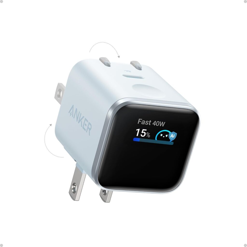 Anker Nano Charger (45W, Smart Display, 180° Foldable), White